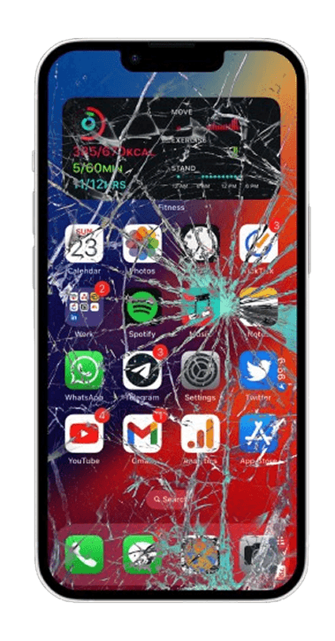 Cracked phone screen needing repair